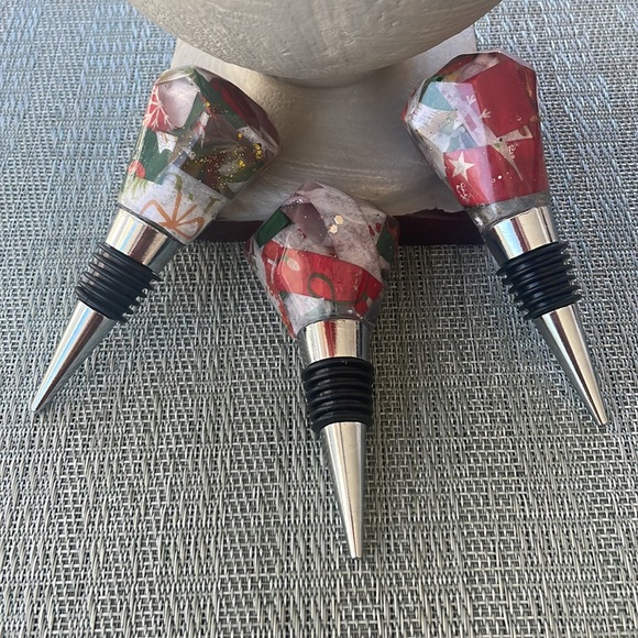 XMAS Handmade Festive Holiday Diamond Top Wine Stop Short - Picture 13 of 13